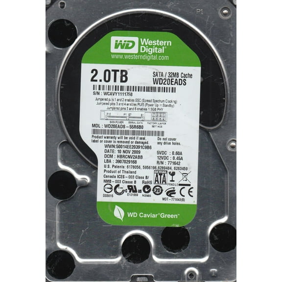 WD20EADS-55R6B0, DCM HBRCNV2ABB, Western Digital 2TB SATA 3.5 Hard Drive
