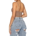 thumbnail image 4 of SAYOO Mujeres Casual Tank Tops, Sin Mangas Sin Espalda Color Sólido Cuello En V Irregular Sling Crop Tops SAYOO  Moda, 4 of 4