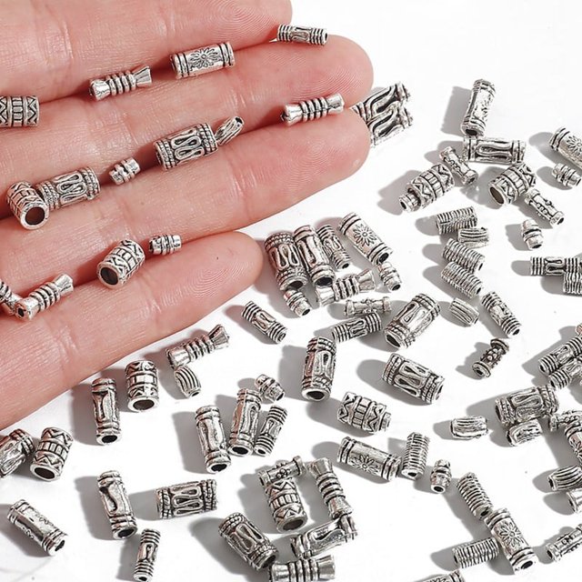 RV 400 cuentas de plata tibetana, cuentas de tubo de aleación mixta para hacer joyas DIY Collie Sailing Electrónica