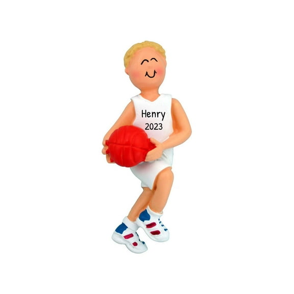 Personalized Basketball Ornament - Basketball Decor, Basketball Keepsake, Sports Ornaments for Christmas Tree, Personalized Basketball Gifts - Blonde Male - Free Customization