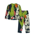 thumbnail image 2 of Junzan Dinosaur Basketball Player Print Womens Pajama Sets,Long Sleeve Button Down For Women Pjs 2 Piece, 2 of 9