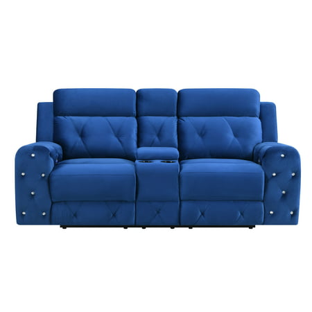 Global Furniture Usa Jewel Embellished Blue Power Console Recline