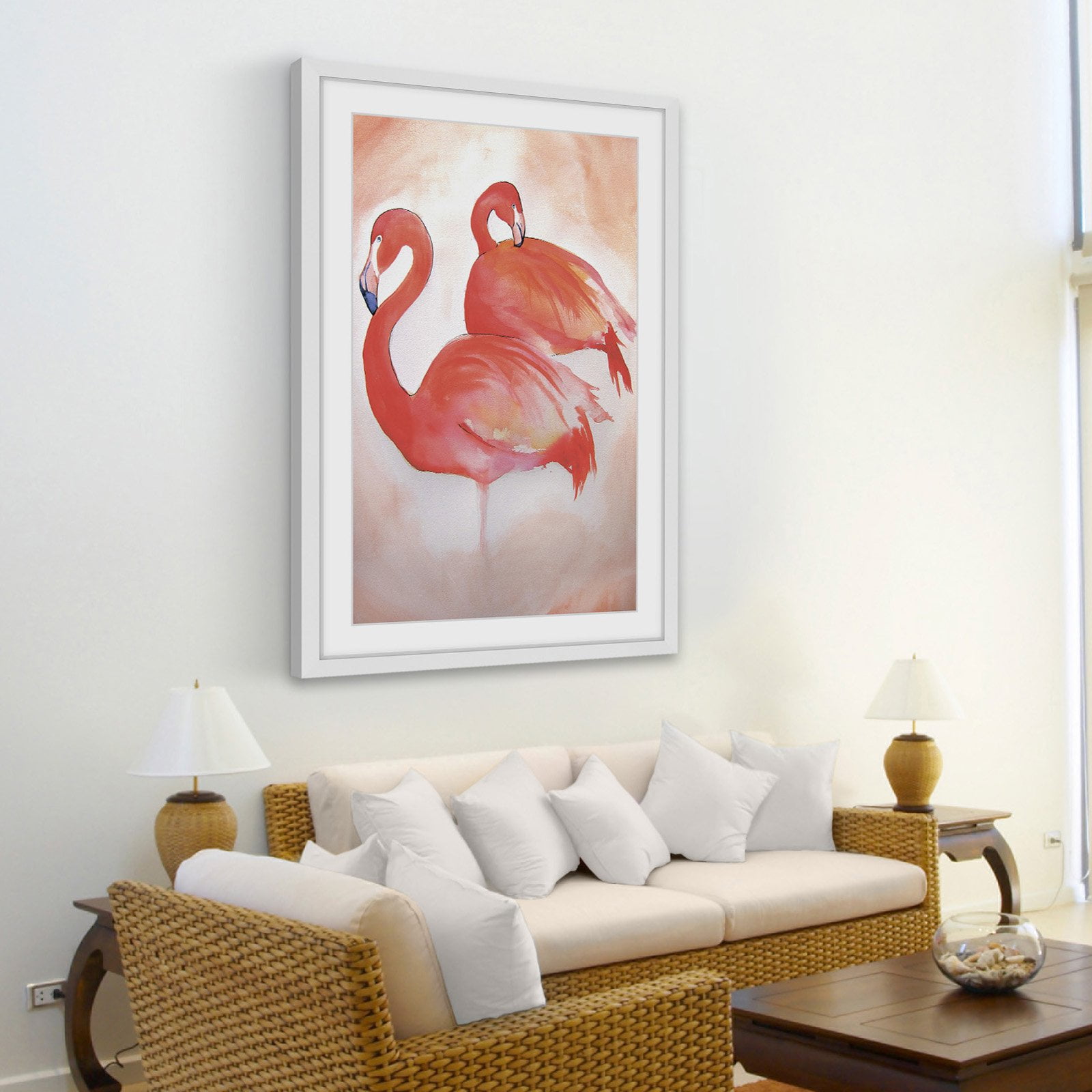 Marmont Hill "Flamingos" by Christine Lindstrom Framed Painting Print
