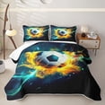 thumbnail image 2 of Erosebridal Neon Soccer Sport Quilt King for Boys Men, Orange Flame Print King Coverlet Set, 3-Piece, 2 of 7