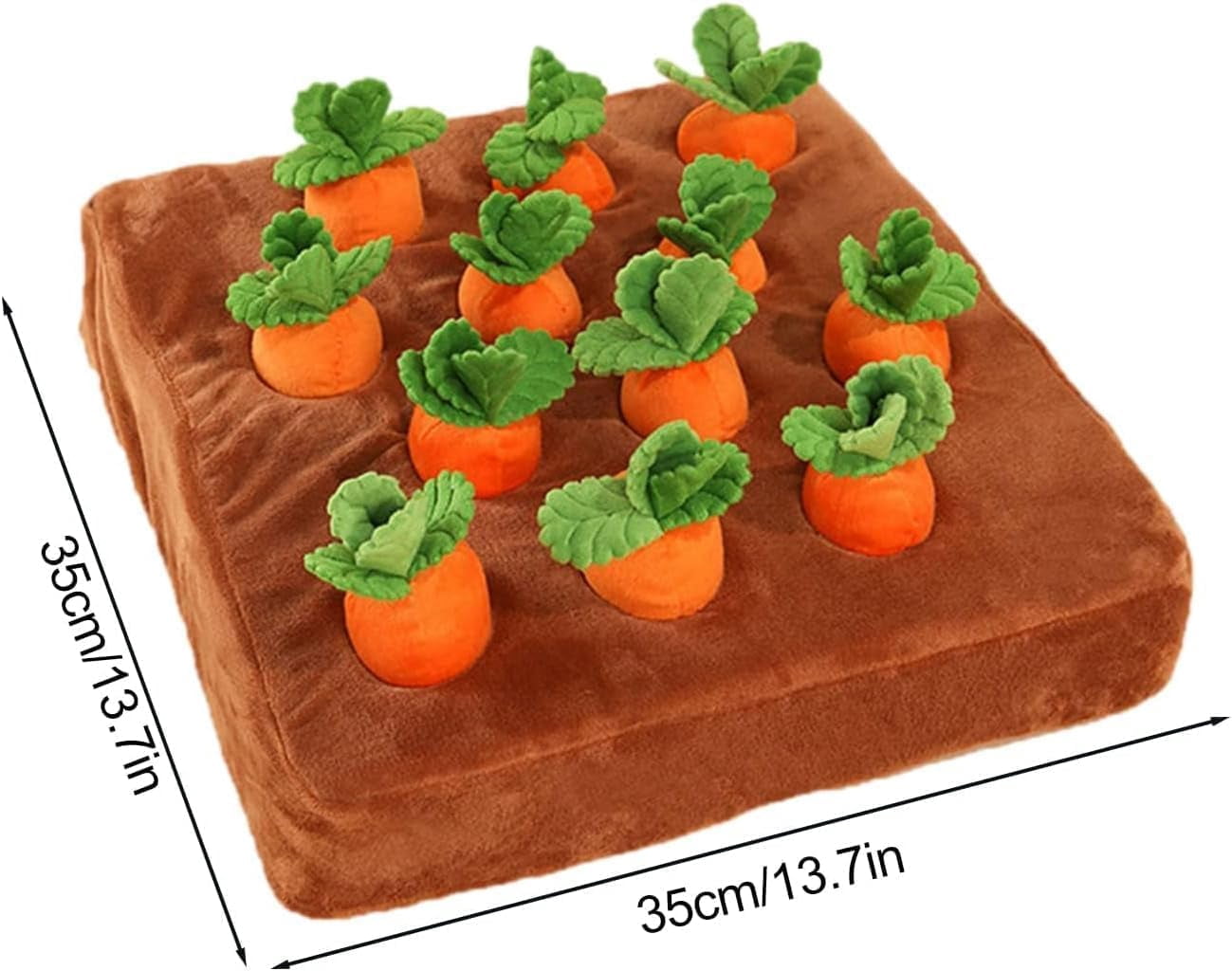 Carrot Snuffle Mat for Dogs, 2-in-1 Interactive Plush Puzzle Toy with 12 Carrots, Non-Slip Nosework Feeding Game for Stress Relief, Pet Enrichment Activity Mat for Small to Medium Breeds