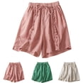 thumbnail image 2 of PUMISAS Summer Shorts For Women Elastic Mid Waist Drawstring Pants Solid Color Comfortable Casual Loose Sweatpants With Side Pockets, 2 of 5