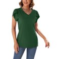 thumbnail image 2 of Innerwin T-shirt Short Sleeve Women T Shirt Holiday Solid Color Plain Summer Tops Green M, 2 of 6