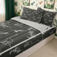 thumbnail image 3 of meiyoeat Dark Gray Hand Drawn Dinosaur Zipper Twin Comforter Sets with Fitted Sheet and 2 Pillowcases for Men Women Kids, Chalk Style Wildlife Zipper Bedding Set, Gray White, Grey Reversible, 4pcs, 3 of 6