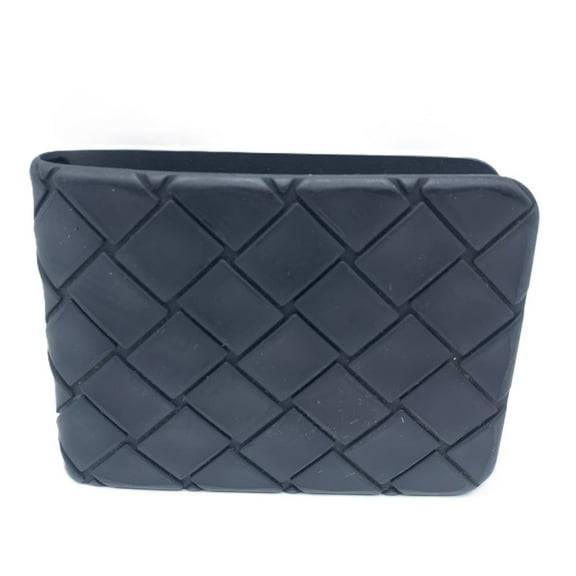 Pre-Owned Bottega Veneta Intrecciato Bi-fold Wallet Black Rubber Men's BOTTEGA VENETA A Rank
