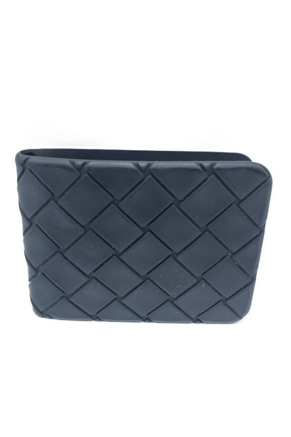 Pre-Owned Bottega Veneta Intrecciato Bi-fold Wallet Black Rubber Men's BOTTEGA VENETA... (Good)