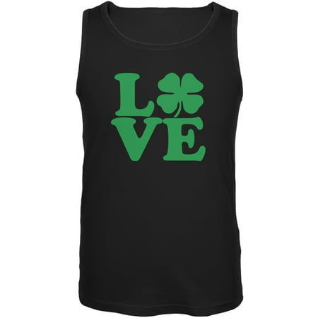 St. Patricks Day - Love Irish Shamrock Black Adult Soft Tank Top