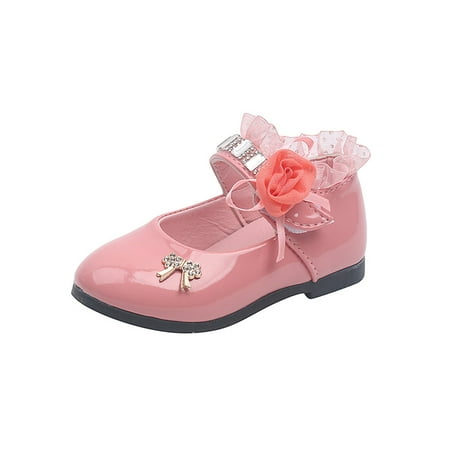 

SIMANLAN Kids Soft Dress Shoes Casual Low Top Mary Jane Wedding Floral Decor 808 Pink 11C