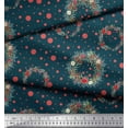 thumbnail image 2 of Soimoi Blue Georgette Viscose Fabric Wreath & Dots Fabric Prints By Yard 42 Inch Wide, 2 of 3