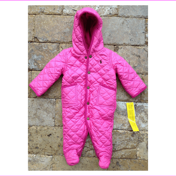 RL Polo Ralph Lauren Baby Girls Barn Quilted Bunting Snowsuit, Pink 6  Months 