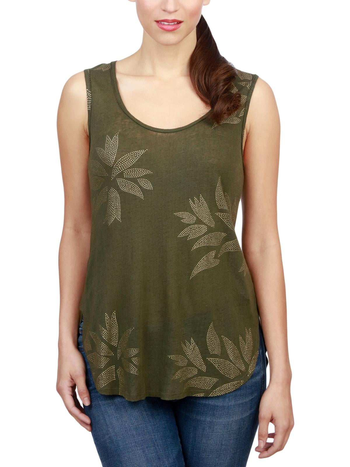 Lucky Brand Lucky Brand Womens Metallic Heathered Tank Top Green M