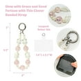 thumbnail image 2 of Wrapables Sparkling Beaded Cell Phone Wrist Strap, Keychain, Bag Charm with Lanyard Tether Tab, Pink Clover, 2 of 6
