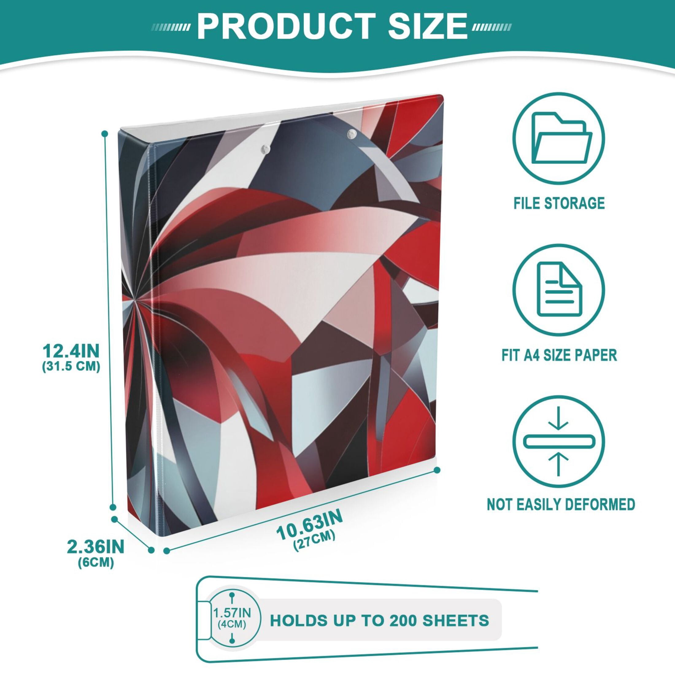 Swirl 3 Ring Binders 1.5 inch Hardcover File Folders with Interior Pockets A4 Size Organizer for School Office Hospital
