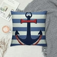 thumbnail image 2 of YANMS Square Nautical Red Anchor On Navy Blue Stripes Throw Pillow Cover Decorative Pillow Cover Perfect Decor Gift for Sofa Bedroom Home Decoration, 2 of 5