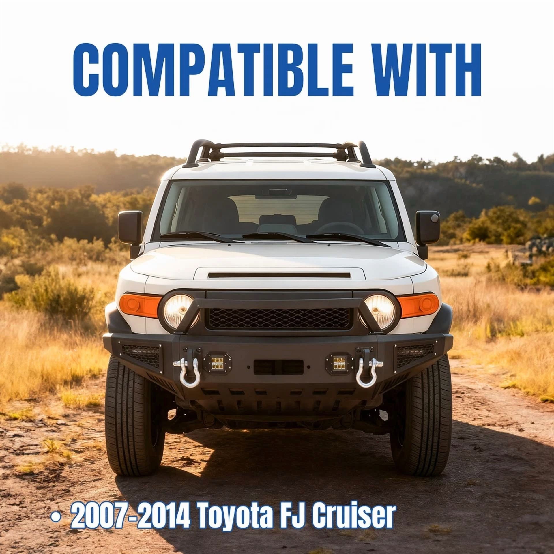Kojem Front Bumper Assembly W/Winch Plate & LED Lights for 2007-2014 Toyota FJ Cruiser