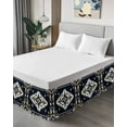 thumbnail image 4 of Ethnic Style Pattern Bed Skirt King Size 16" Drop Vintage Black Weaving Abstract Ruffled Wrap Around Bed Skirts Adjustable Elastic Bedskirt Dust Ruffle for King Size Bed, 4 of 7