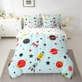 thumbnail image 2 of Homewish Cartoon Rocket 7-Piece Twin Bedding Sets,Galaxy Planet Pattern Bedding Comforter Set,Blue Red Black Sheet Sets For Boys Kids,Microfiber Bedroom Decor Reversible, 2 of 8