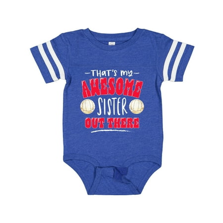 

Inktastic That s My Awesome Sister out There with Volleyballs Gift Baby Boy or Baby Girl Bodysuit