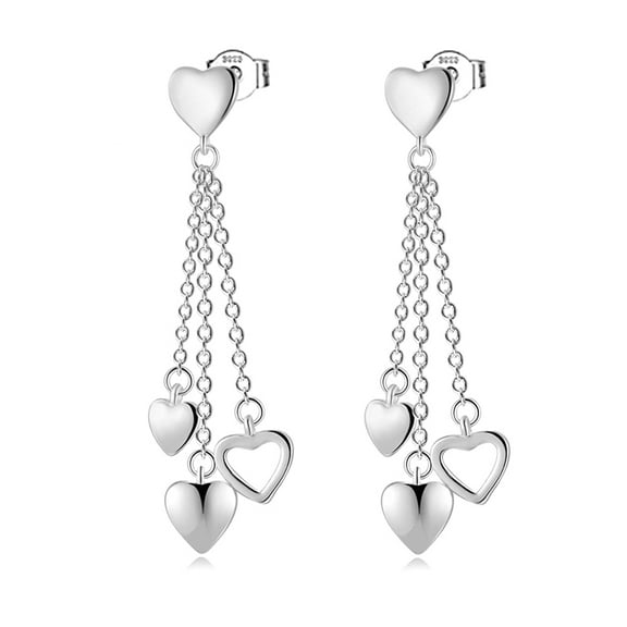 925 Sterling Silver Earrings for Women - 925 Silver Heart Drop Design - Hypoallergenic - For Women, Wives & Mothers - Suitable for Daily Wear, Parties, Vacations & Birthday Gifts