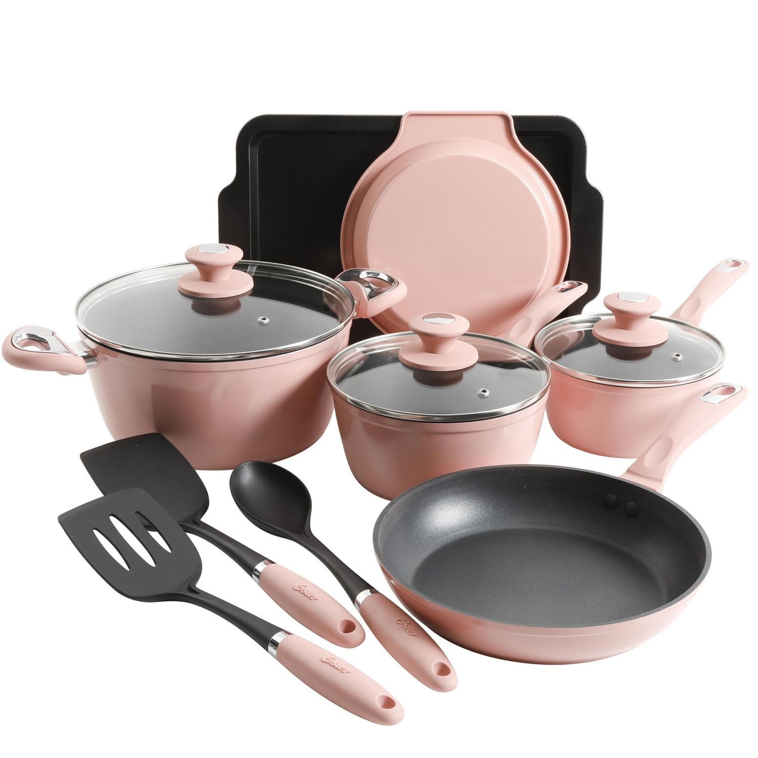 "Oster Lynhurst 12-Piece Cookware Combo Set, Rose<br>"