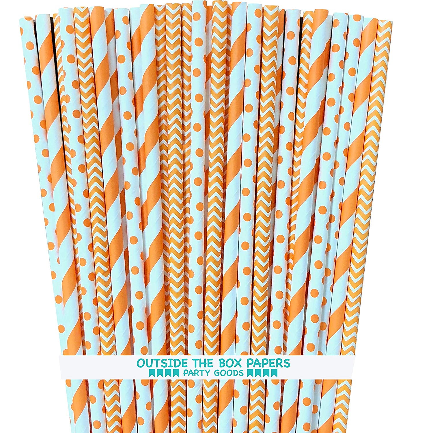 100 Orange Stripe Chevron Polka Dot Paper Straws Walmart Com Walmart Com