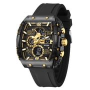 SMAEL Outdoor Sport Dual Display Alarm Digital Watch for Men Quartz Wristwatch Chronograph Silicone Band Male Clock Tonneau Dial