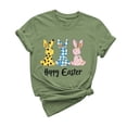 thumbnail image 2 of UPPADA Easter Femmes Oeufs Imprimé T-Shirts Heureux Easter Graphique Bunny Lapin Mignon T-Shirts Manches Courtes Décontracté Col Rond T-Shirts Été Basique Coupe Régulière Chemises Vert,G, 2 of 5