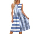 thumbnail image 2 of Nmnitkp Beach Dresses for Women Sleeveless Round Neck Tropical Print Boho Midi Dress, Casual Loose Fit Summer Beach Vacation Dress with Side Pockets & Flared Hem Blue,XL, 2 of 7