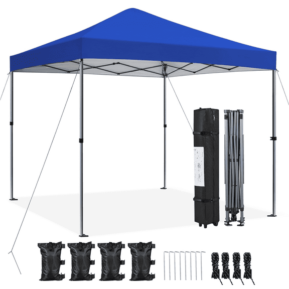 Alden Design 8x8FT Pop-up Canopy with One-Push-To-Lock Setup Mechanism for Outdoor, Blue