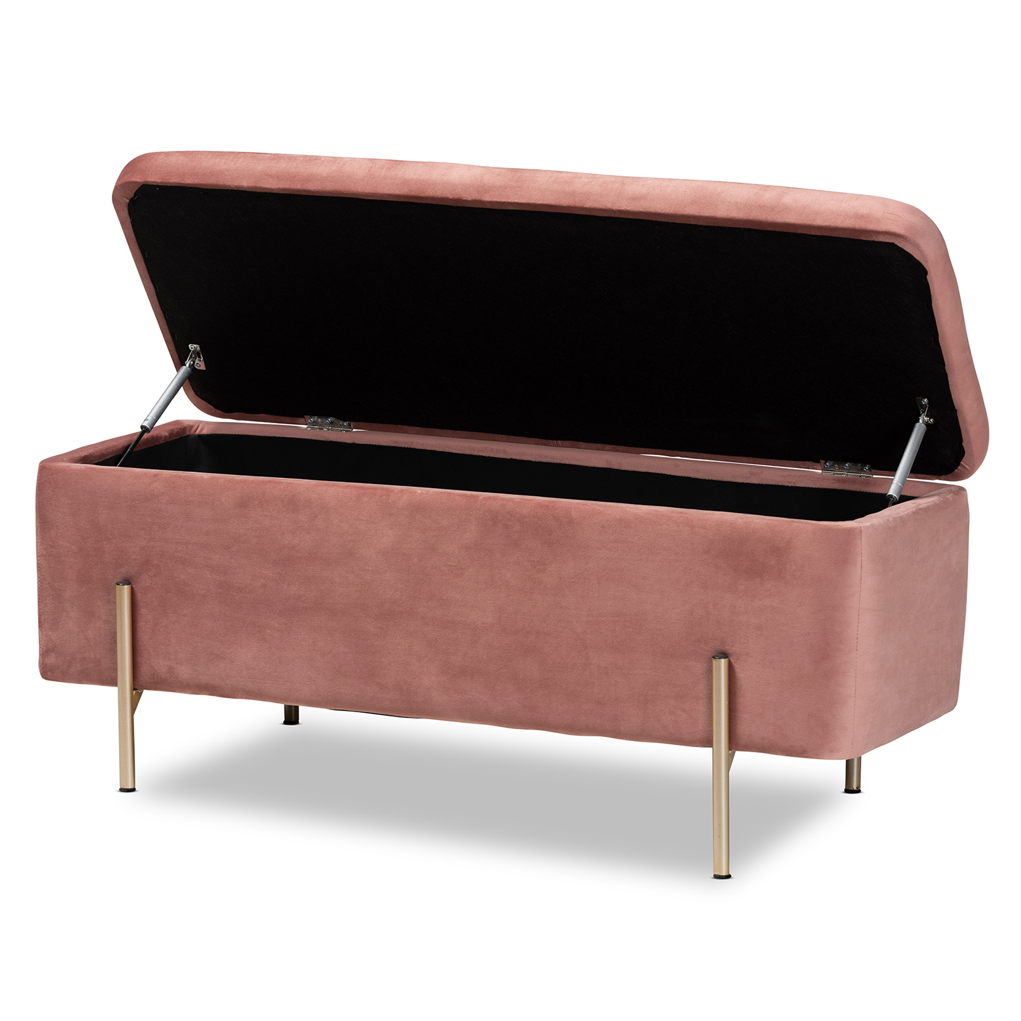 Baxton Studio Rockwell Upholstered & Storage Bench, Blush Pink