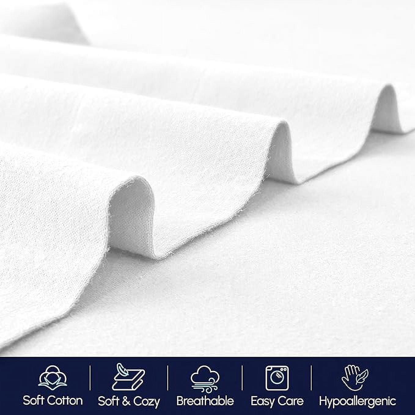 4-Piece Cotton Flannel Sheet Set, Deep Pocket Fitted, Twin, White