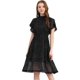 thumbnail image 1 of Allegra K Vestido A Media Pierna De Mujer Con Volantes En El Cuello Y Encaje De Lunares Negro XS, 1 of 6