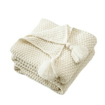 YIKA Sofa Blanket Wind Fringe Blanket Knitted Blanket Office Conditioning Nap Blanket Cover Blanket Sofa Blanket Beige