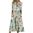 thumbnail image 2 of Xdegoge Woman Clothes Ladies Dresses Short Sleeve Floral Boho Dress Midi Summer Trendy V Neck Eyelet Casual Sundress with Pockets Vacation Beach Outfits, 2 of 5