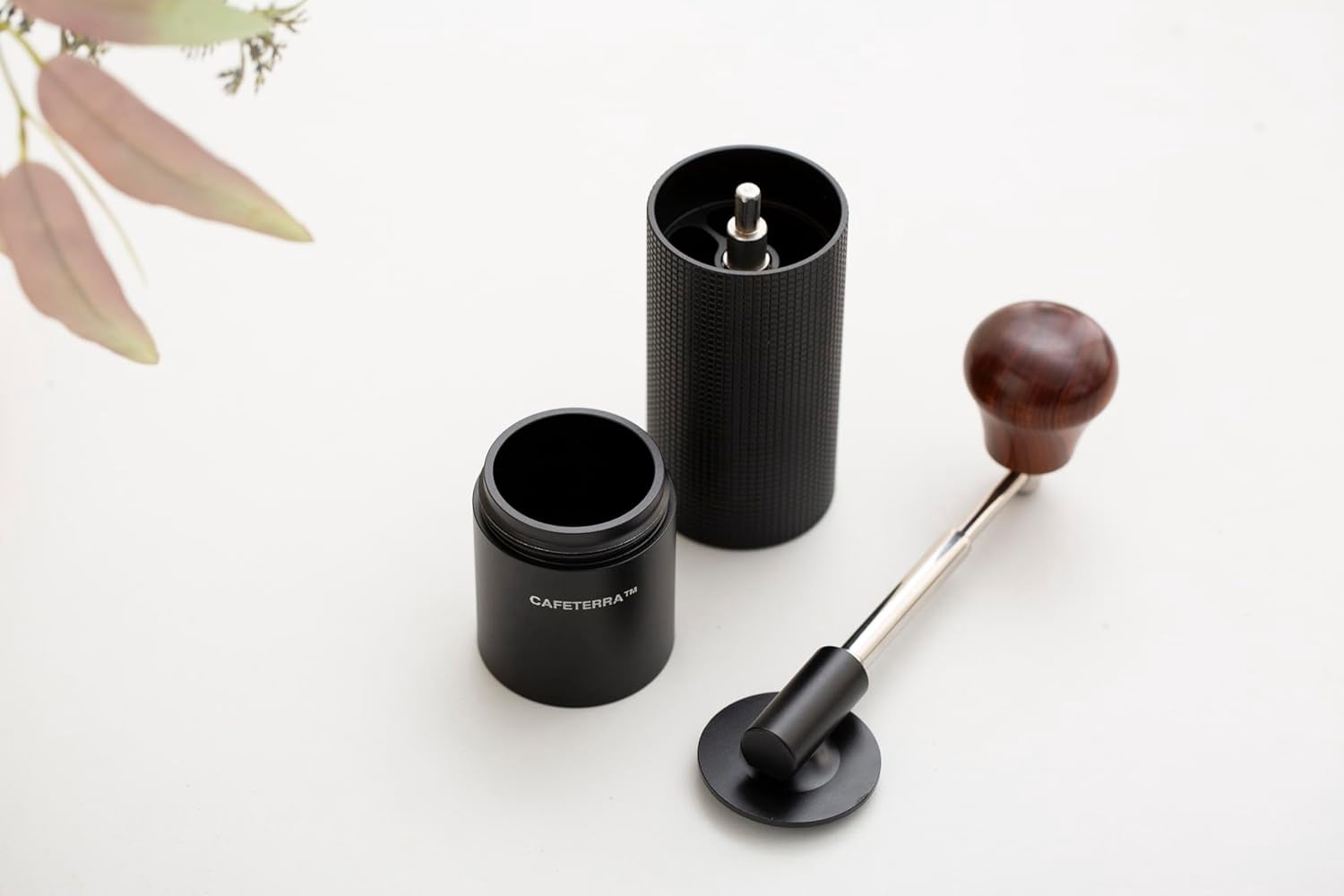 Manual Coffee Grinder – Foldable Stainless Steel Handle with Wooden Knob, 38mm Conical Burr, Adjustable Grind for Espresso to French Press, Portable Hand Grinder for Home & Travel