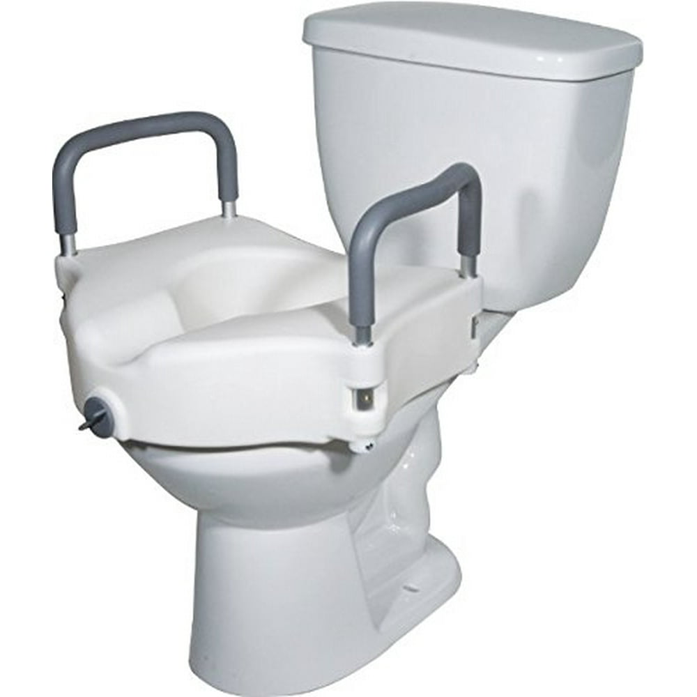 GoDecor White Raised Height Bath Toilet Seat with Arms for Disabled, Elderly or Handicapped 