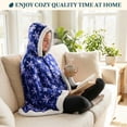 thumbnail image 6 of PAVILIA Hooded Blanket Poncho, Fleece Wearable Shawl Wrap, Snowflake Blue, 6 of 10