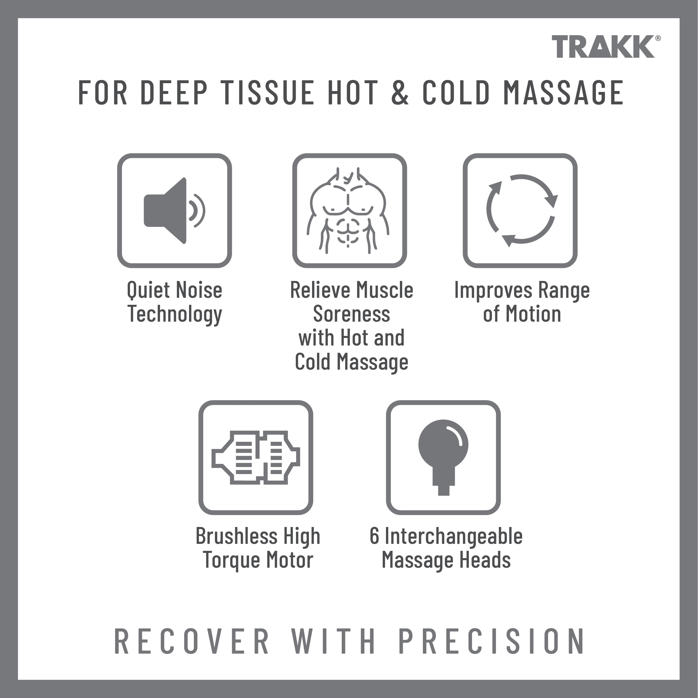 TRAKK COMPACT HOT & COLD MASSAGE GUN - 6 INTERCHANGABLE HEADS