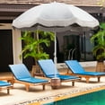 thumbnail image 4 of Gymax 6.5 FT Beach Umbrella w/ Fringe Tassel Umbrella w/ Push Button Tilt Sand Anchor Cream White, 4 of 10