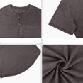thumbnail image 5 of Men'S Solid Color Henley Neck Short Sleeve T Shirt Lightweight Breathable Casual Tops For Summer Daily Wear And Commute,Coffee,L, 5 of 6