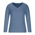 thumbnail image 6 of JGGSPWM Womens Ribbed Knit Tops Comfy Soft Tee Shirts Long Sleeve Solid Blouse Pullover Tunic V Neck Regular Fit Tshirt Blue XXL, 6 of 8
