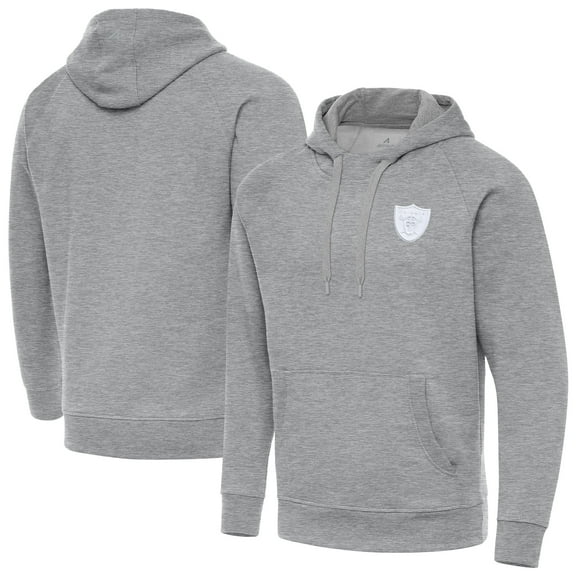 Men's Antigua  Heather Gray Las Vegas Raiders Victory Pullover Hoodie