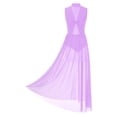 thumbnail image 3 of Rswnyirn Women Lyrical Dance Dress Sheer Mesh Tulle Maxi Long Skirt Modern Contemporary Dancewear Light Purple S, 3 of 6