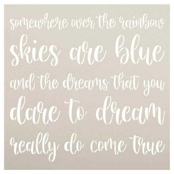 Rainbow Dreams Stencil - Craft DIY Kids Room & Nursery Decor - Paint Wood Sign & Word Art Wall Decor - Size 12x12 inches