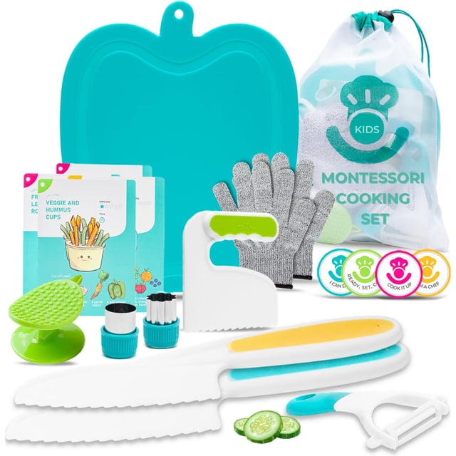Set de corte Tovla Jr. Herramientas de cocina Montessori reales para niños pequeños