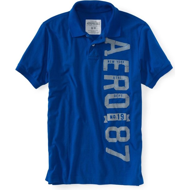 Polo de Rugby Vertical estresado Aeropostale para hombre azul extra pequeño